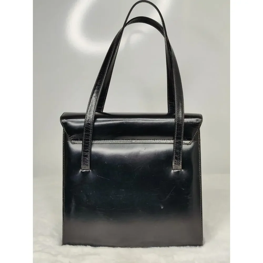 Vintage Black Leather Purse with gold hardwear